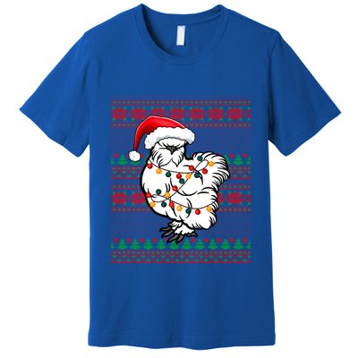 Ugly Christmas Chicken Santa Hat Lights Xmas Silkie Chicken Gift Premium T-Shirt