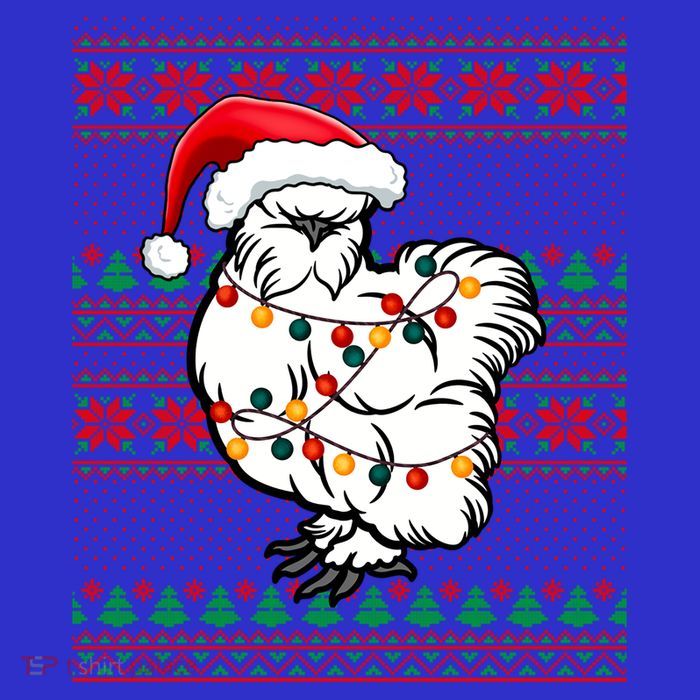 Ugly Christmas Chicken Santa Hat Lights Xmas Silkie Chicken Gift Women's V-Neck T-Shirt