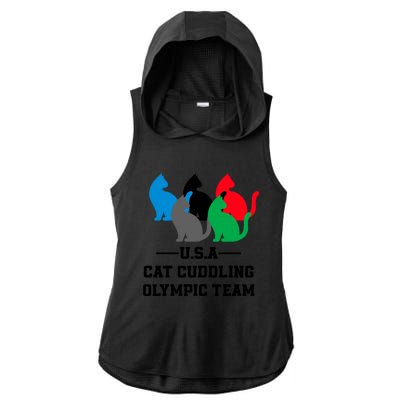 Usa Cat Cuddling Team Ladies PosiCharge Tri-Blend Wicking Draft Hoodie Tank