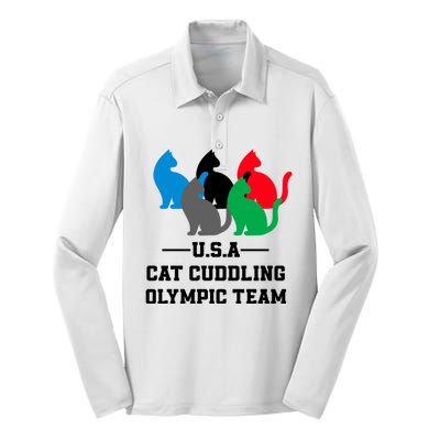 Usa Cat Cuddling Team Silk Touch Performance Long Sleeve Polo