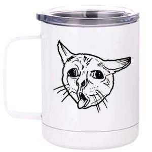 Ugly Coughing Cat Meme 12 oz Stainless Steel Tumbler Cup