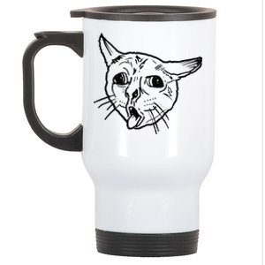 Ugly Coughing Cat Meme Stainless Steel Travel Mug