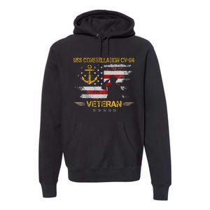 Uss Constellation Cv64 Aircraft Carrier Veteran Flag Retro Premium Hoodie