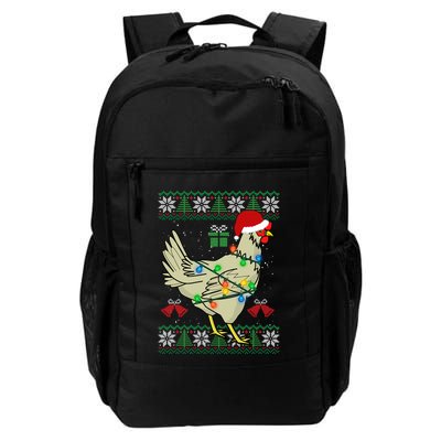 Ugly Christmas Chicken Sweater Santa Hat Lights Gift Backpack
