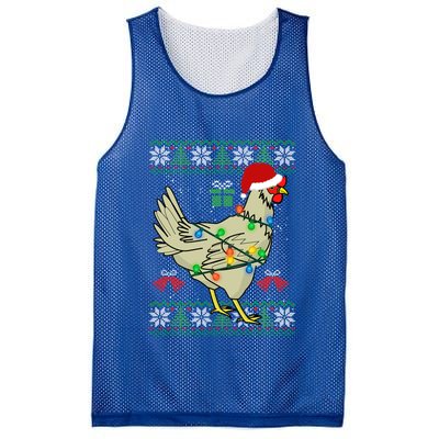 Ugly Christmas Chicken Sweater Santa Hat Lights Gift Mesh Reversible Basketball Jersey Tank
