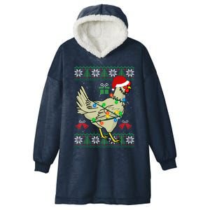 Ugly Christmas Chicken Sweater Santa Hat Lights Gift Hooded Wearable Blanket