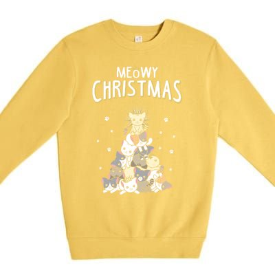 Ugly Cat Christmas Meow Christmas Gift Premium Crewneck Sweatshirt