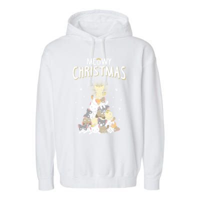 Ugly Cat Christmas Meow Christmas Gift Garment-Dyed Fleece Hoodie