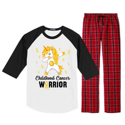 Unicorn Childhood Cancer Warrior In September We Wear Gold Raglan Sleeve Pajama Set