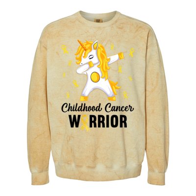 Unicorn Childhood Cancer Warrior In September We Wear Gold Colorblast Crewneck Sweatshirt