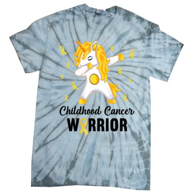 Unicorn Childhood Cancer Warrior In September We Wear Gold Tie-Dye T-Shirt