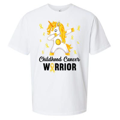 Unicorn Childhood Cancer Warrior In September We Wear Gold Sueded Cloud Jersey T-Shirt