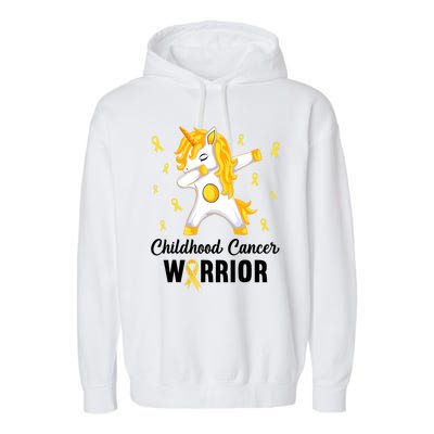 Unicorn Childhood Cancer Warrior In September We Wear Gold Garment-Dyed Fleece Hoodie