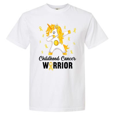 Unicorn Childhood Cancer Warrior In September We Wear Gold Garment-Dyed Heavyweight T-Shirt