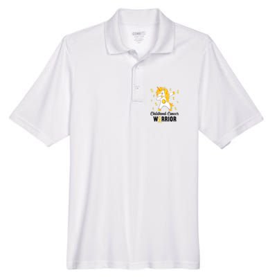 Unicorn Childhood Cancer Warrior In September We Wear Gold Men's Origin Performance Pique Polo