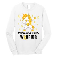 Unicorn Childhood Cancer Warrior In September We Wear Gold Long Sleeve Shirt