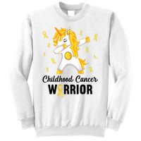 Unicorn Childhood Cancer Warrior In September We Wear Gold Sweatshirt