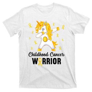 Unicorn Childhood Cancer Warrior In September We Wear Gold T-Shirt