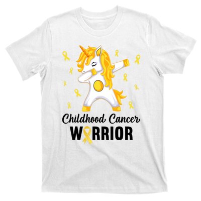 Unicorn Childhood Cancer Warrior In September We Wear Gold T-Shirt