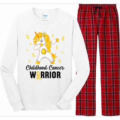 Unicorn Childhood Cancer Warrior In September We Wear Gold Long Sleeve Pajama Set