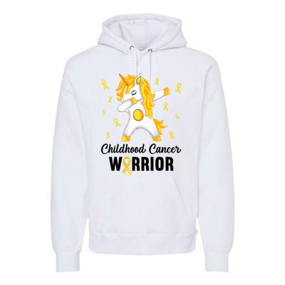 Unicorn Childhood Cancer Warrior In September We Wear Gold Premium Hoodie