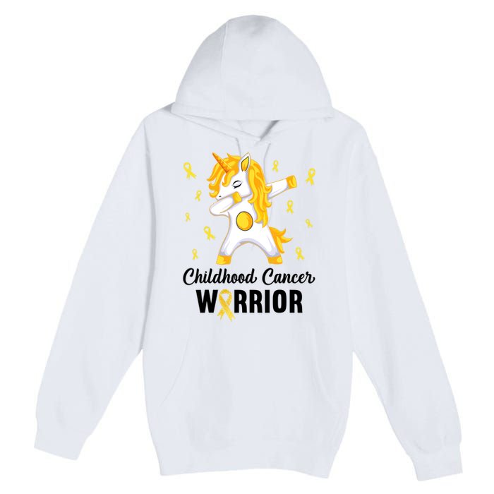 Unicorn Childhood Cancer Warrior In September We Wear Gold Premium Pullover Hoodie