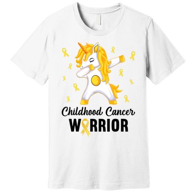 Unicorn Childhood Cancer Warrior In September We Wear Gold Premium T-Shirt