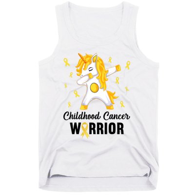 Unicorn Childhood Cancer Warrior In September We Wear Gold Tank Top