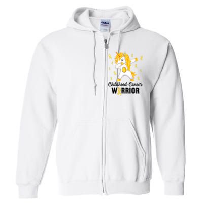 Unicorn Childhood Cancer Warrior In September We Wear Gold Full Zip Hoodie