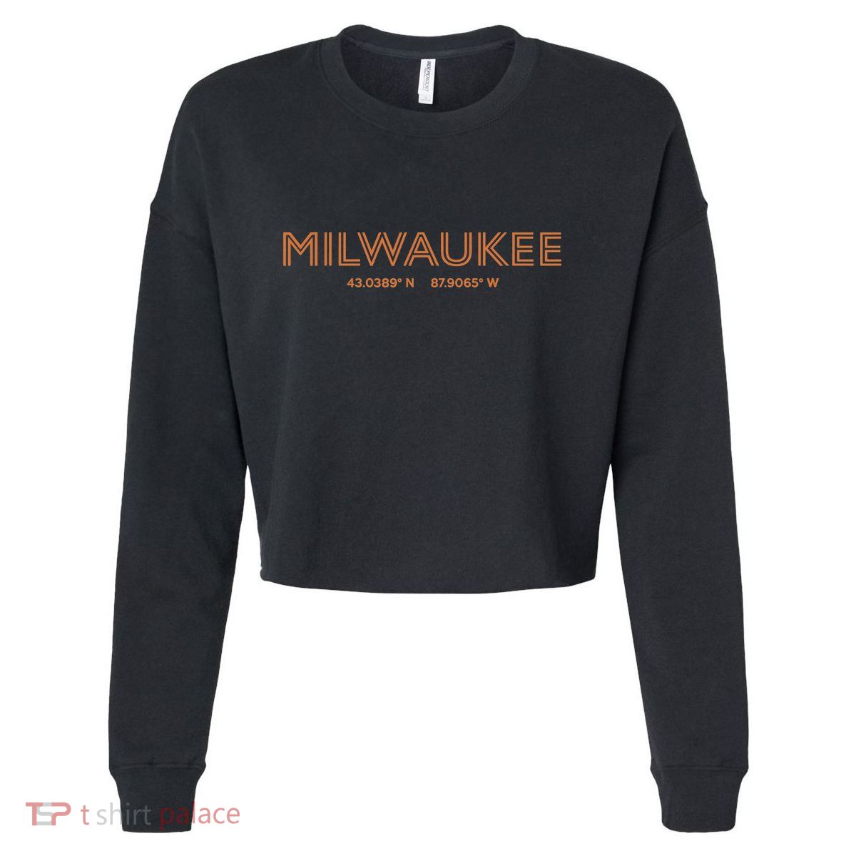 USA City Coordinates US Milwaukee Cropped Pullover Crew