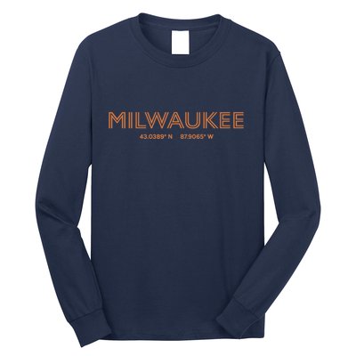 USA City Coordinates US Milwaukee Long Sleeve Shirt