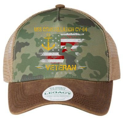 USS Constellation CV 64 Aircraft Carrier Veteran Flag Retro Legacy Tie Dye Trucker Hat