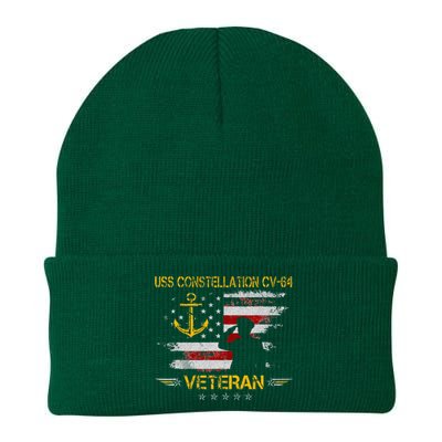 USS Constellation CV 64 Aircraft Carrier Veteran Flag Retro Knit Cap Winter Beanie