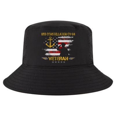 USS Constellation CV 64 Aircraft Carrier Veteran Flag Retro Cool Comfort Performance Bucket Hat