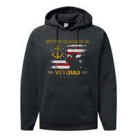 USS Constellation CV 64 Aircraft Carrier Veteran Flag Retro Performance Fleece Hoodie