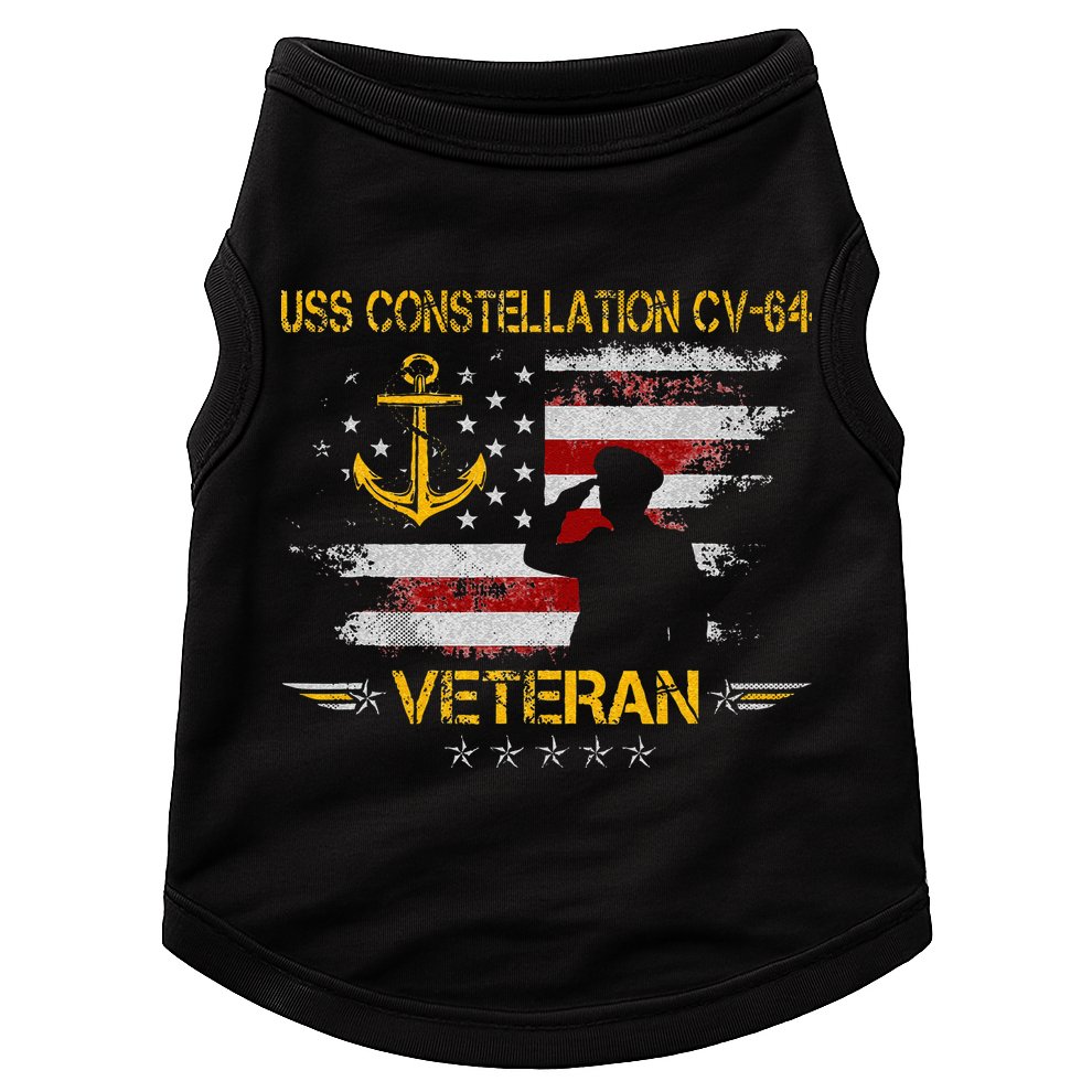 USS Constellation CV 64 Aircraft Carrier Veteran Flag Retro Doggie Tank