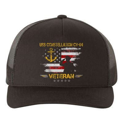 USS Constellation CV 64 Aircraft Carrier Veteran Flag Retro Yupoong Adult 5-Panel Trucker Hat