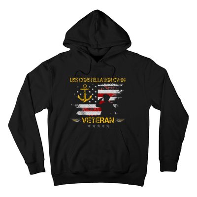 USS Constellation CV 64 Aircraft Carrier Veteran Flag Retro Hoodie