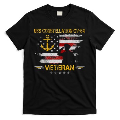 USS Constellation CV 64 Aircraft Carrier Veteran Flag Retro T-Shirt