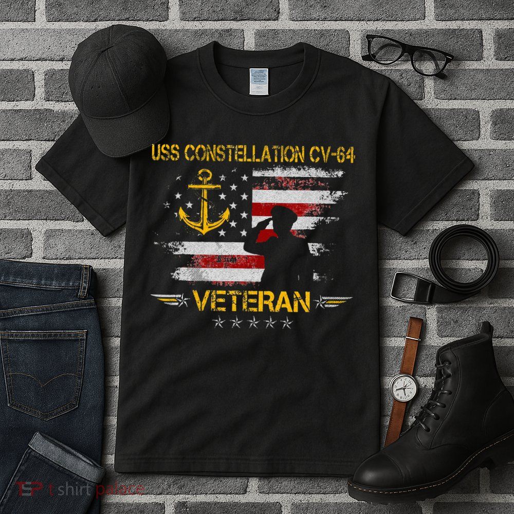USS Constellation CV 64 Aircraft Carrier Veteran Flag Retro Tall T-Shirt