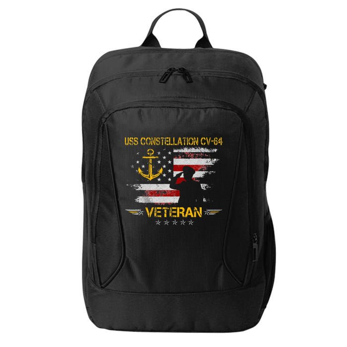USS Constellation CV 64 Aircraft Carrier Veteran Flag Retro City Backpack