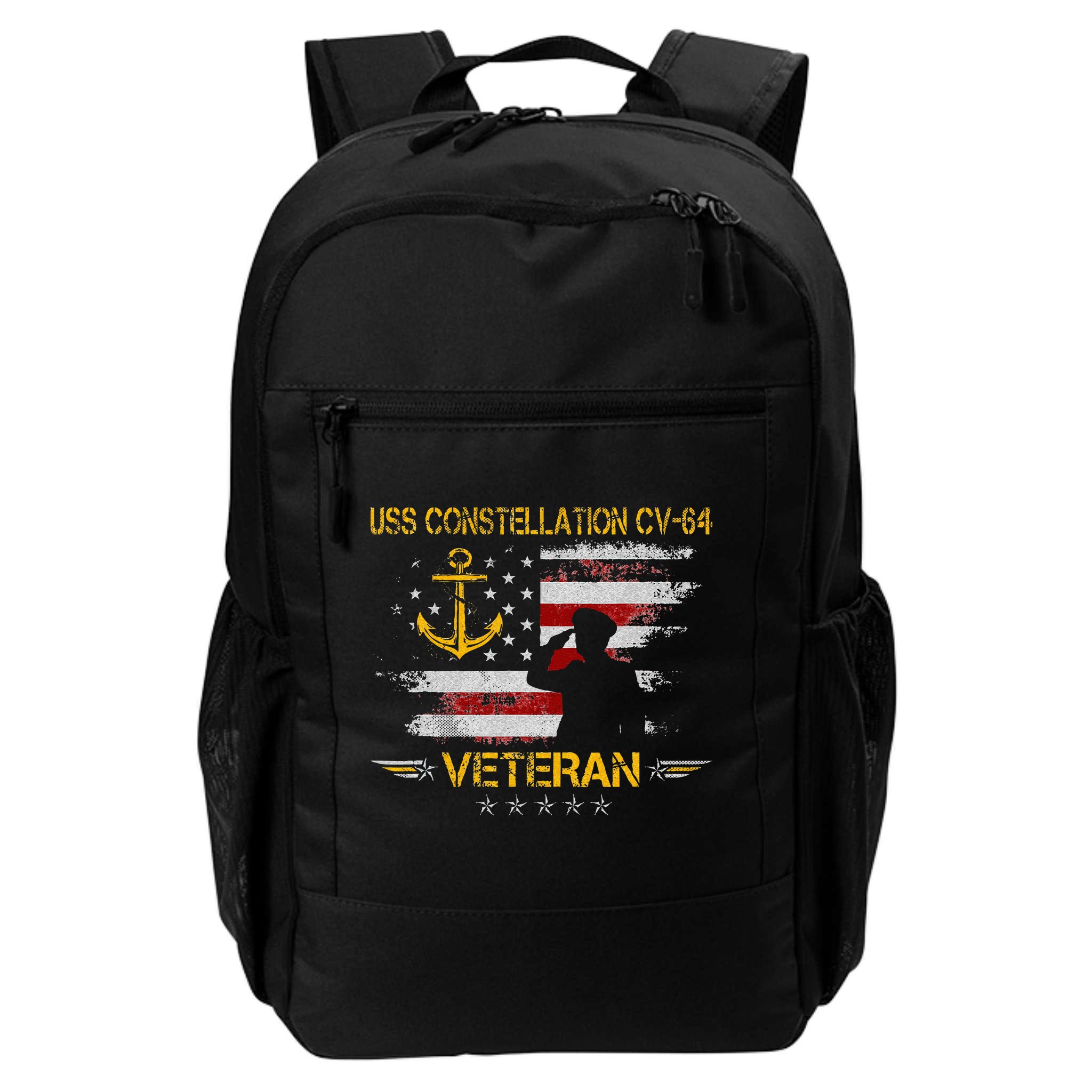 USS Constellation CV 64 Aircraft Carrier Veteran Flag Retro Backpack