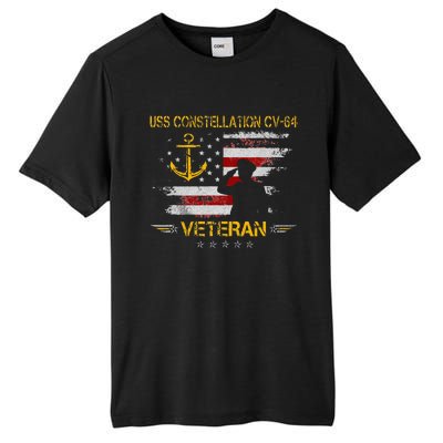 USS Constellation CV 64 Aircraft Carrier Veteran Flag Retro Tall Fusion ChromaSoft Performance T-Shirt