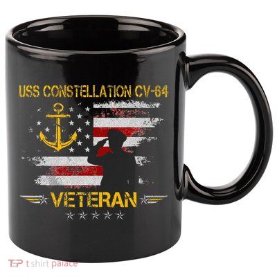 USS Constellation CV 64 Aircraft Carrier Veteran Flag Retro 11oz C Handle Ceramic Mug