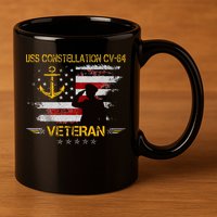 USS Constellation CV 64 Aircraft Carrier Veteran Flag Retro 11oz C Handle Ceramic Mug