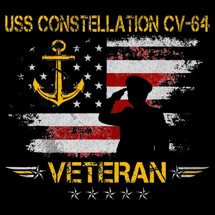USS Constellation CV 64 Aircraft Carrier Veteran Flag Retro 16 in Basic Backpack