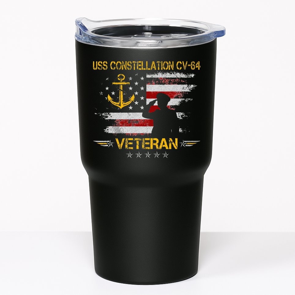 USS Constellation CV 64 Aircraft Carrier Veteran Flag Retro Tumbler