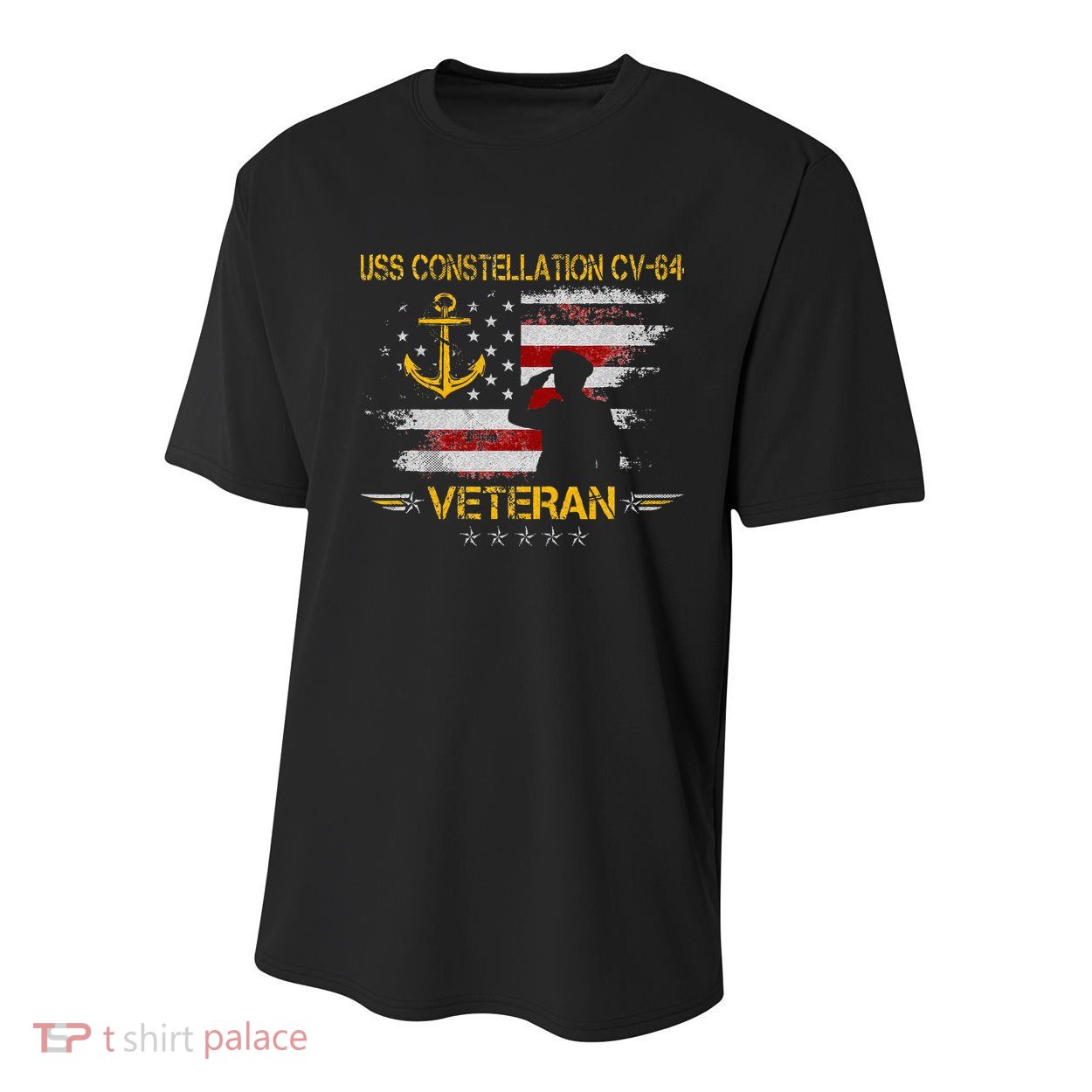USS Constellation CV 64 Aircraft Carrier Veteran Flag Retro Youth Performance Sprint T-Shirt