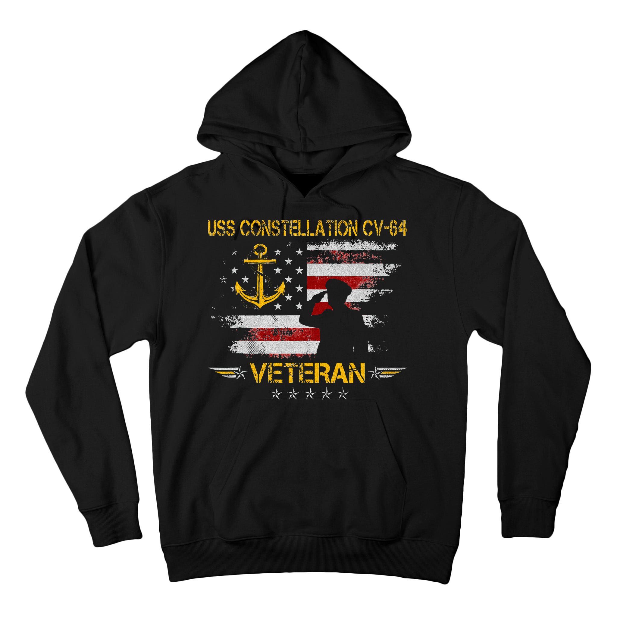 USS Constellation CV 64 Aircraft Carrier Veteran Flag Retro Tall Hoodie