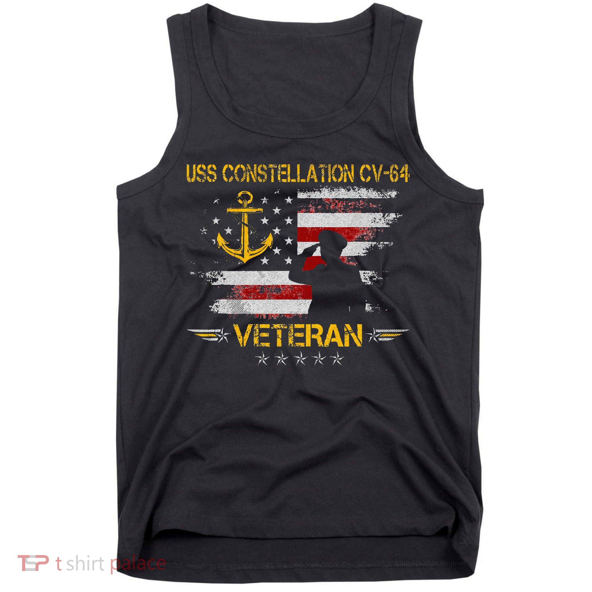 USS Constellation CV 64 Aircraft Carrier Veteran Flag Retro Tank Top
